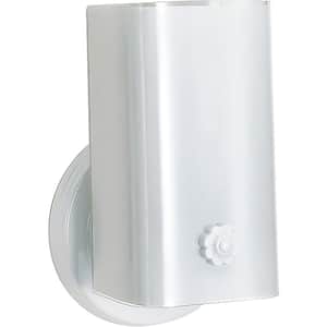 Nuvo 4.5 in. 1-Light White Wall Sconce with White Channel Glass Shade