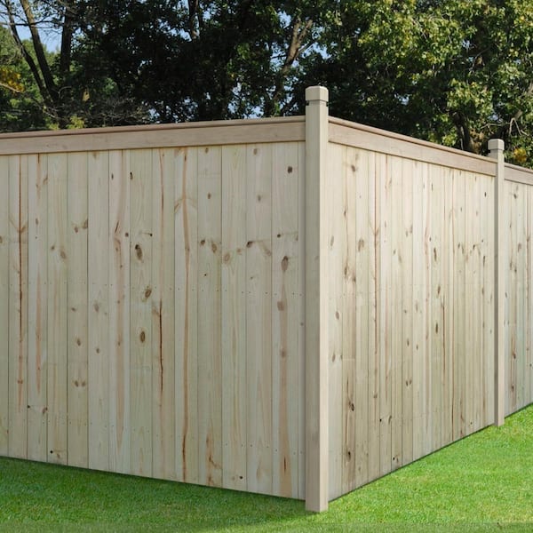 6 ft. x 8 ft. Pressure-Treated Pine Capped Stockade Fence Panel