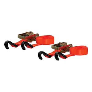 16 ft. Adjustable Ratchet Cargo Straps with J-Hooks (Orange, 1,100 lbs., 2-Pack)