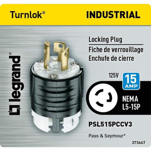 Pass & Semour Legrand Locking Plug 15A AC  L5-15P 125V  With 6 Foot Cord