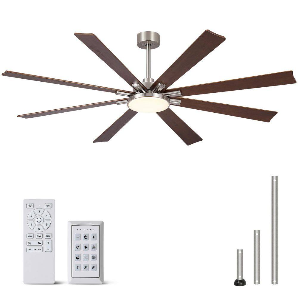 Charm 72 in. Indoor Brown Solid Wood Ceiling Fan with LED Light, Down rod mounted, 3CCT and 6-speed, Timer and Dim price history on PriceWatchPro