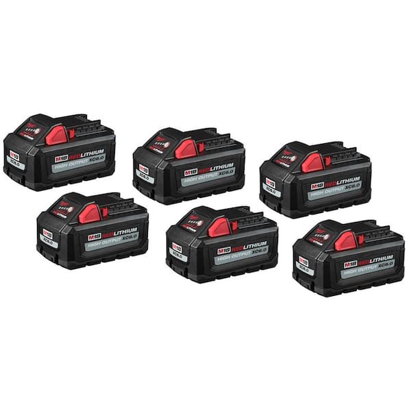 Milwaukee M18 18 Volt Lithium Ion High Output 6.0Ah Battery Pack 6 Pack 48 11 1862 48 11 1862 48 11 1862 The Home Depot