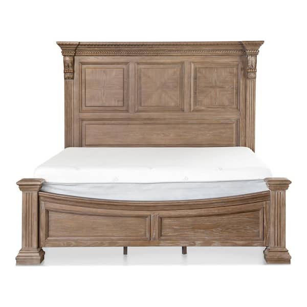 Nesi Brown Wood Frame Queen Panel Bed with Panel Headboard