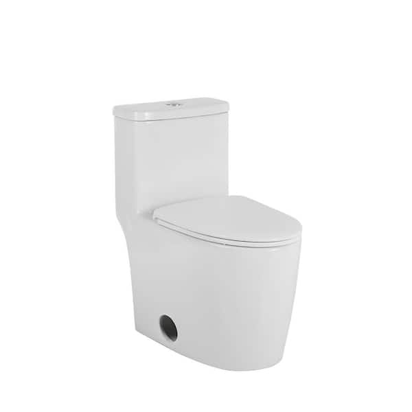 Standard Series 12 in. 1-Piece 1.1/1.6 GPF Dual Flush Elongated Toilet in Gloss White Seat Included