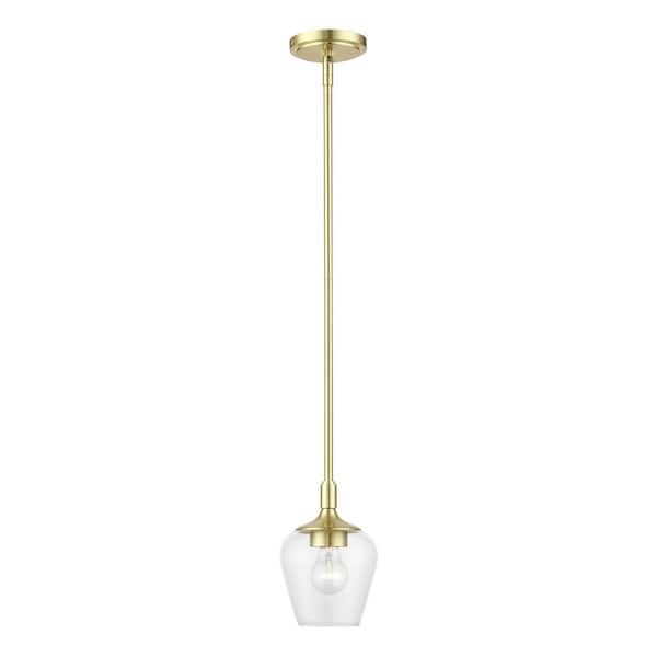 Livex Lighting Willow 1-Light Satin Brass Island Single Mini Pendant with Clear Glass