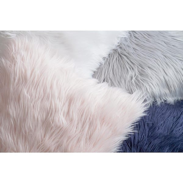 Mongolian Luca Faux Fur Gray 20 in. x 20 in. Throw Pillow Cover