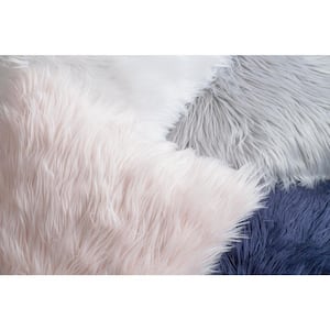 Mongolian Luca Faux Fur Navy 20 in. x 20 in. Throw Pillow Cover