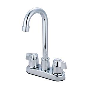 Elite 2-Handle Bar Faucet with Gooseneck Spout in Polished Chrome