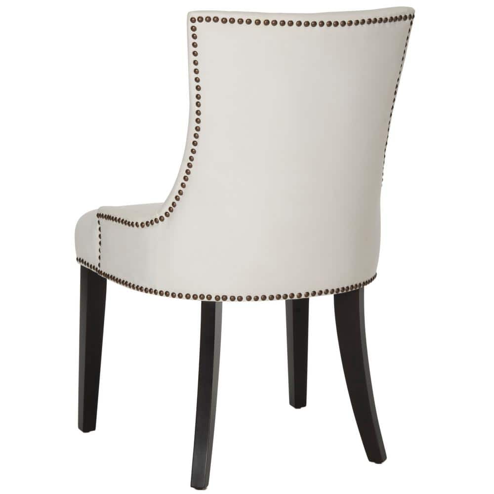 Elegant Sloped Arm White Velvet Upholstered Side Chair with Espresso Wood Legs