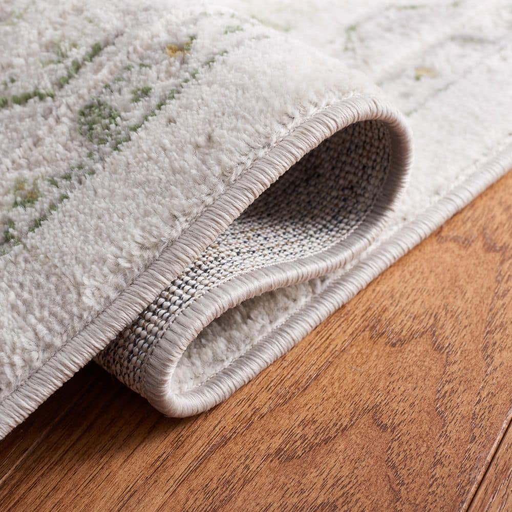 Palma 3' x 3' Beige and Green Oriental Synthetic Rug