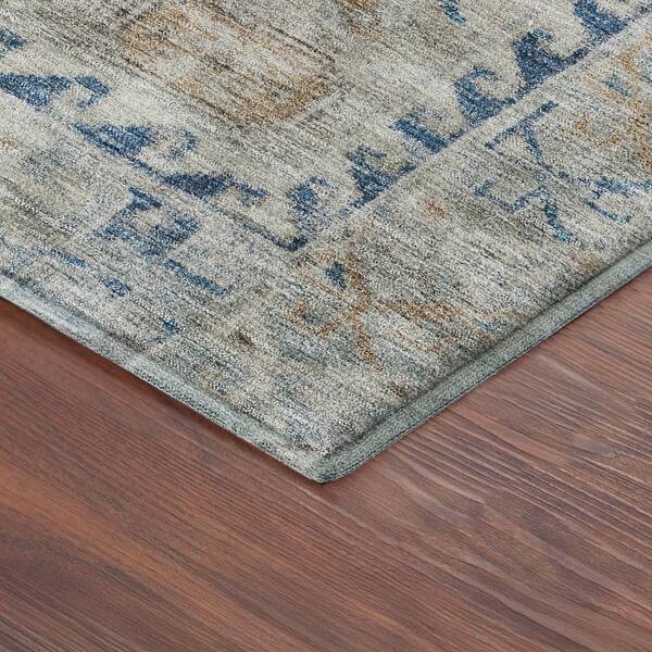 Mayfield Premium Machine Washable Abstract AMF2357 Linen 2 ft. x 7 ft. Runner Rug