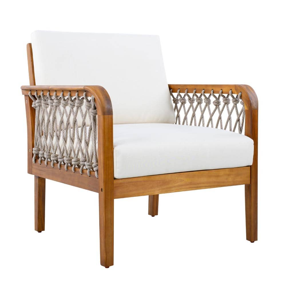 Outdoor Acacia Wood Club Chair with Handwoven Rope, Teak price history on PriceWatchPro