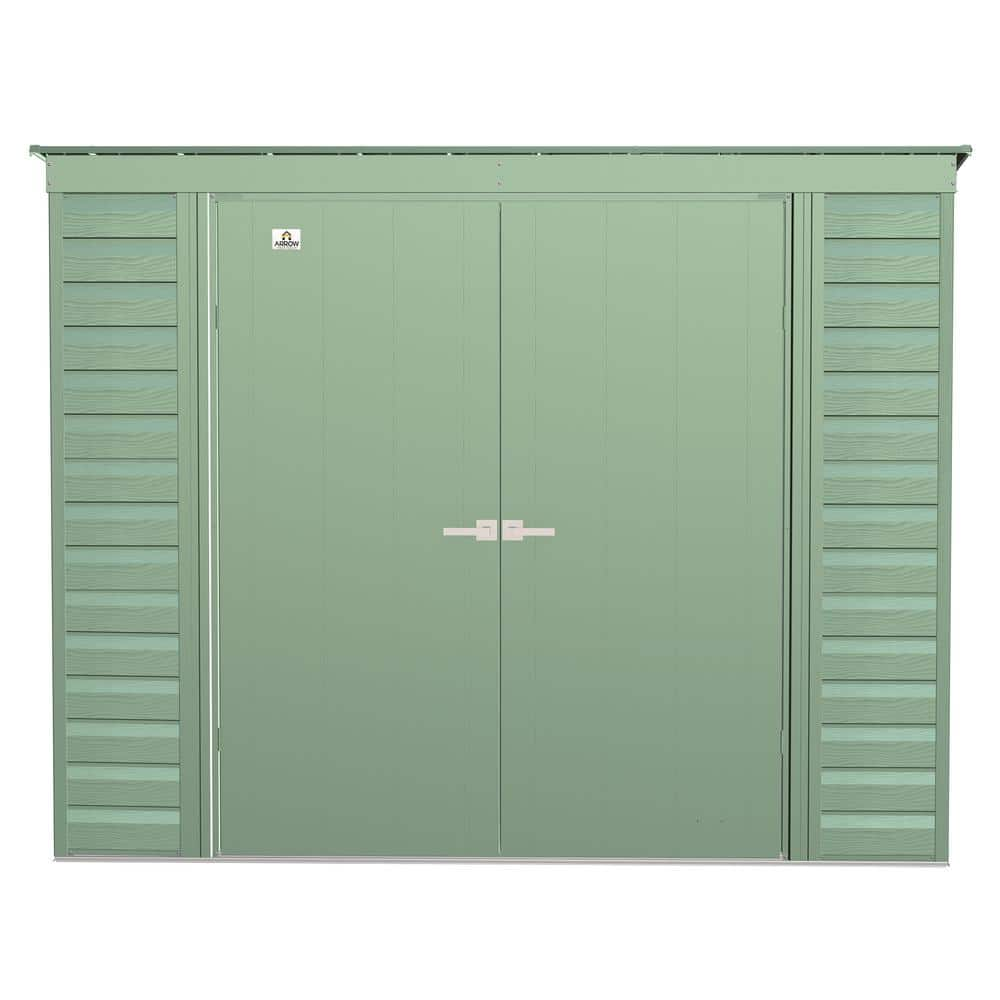 Arrow 8 ft. x 4 ft Green Metal Storage Shed With Pent Style Roof 28 Sq ...