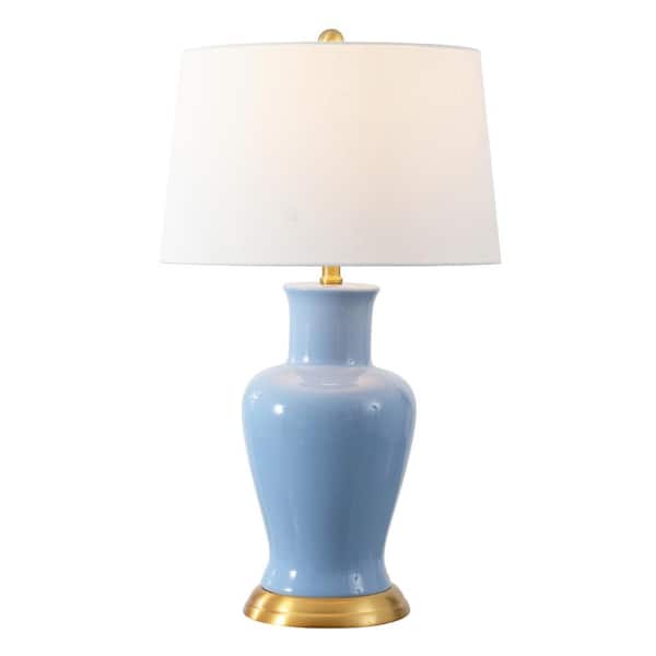 Julian 29 in. Traditional Classic Ceramic Urn LED Table Lamp, Blue