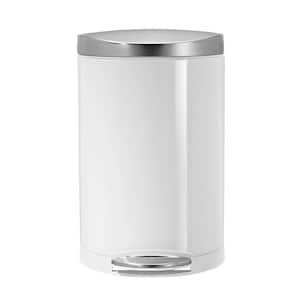 10 Liter Semi-Round Step Trash Can, White Steel