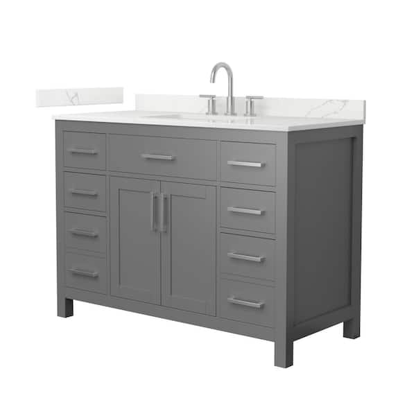 Wyndham Collection Beckett 48 in. Single Freestanding Dark Gray Bath Vanity with Giotto Quartz Top (Assembled)