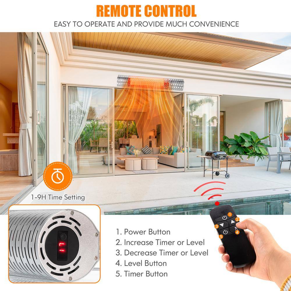 Silver Wall-Mounted Infrared Heater with Remote Control