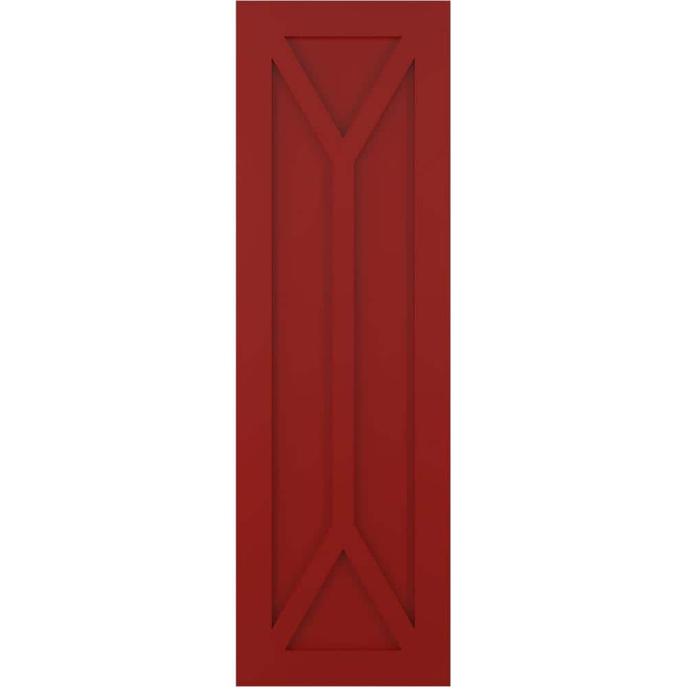 12 in. x 40 in. PVC True Fit San Carlos Mission Style Fixed Mount Flat Panel Shutters Pair in Fire Red price history on PriceWatchPro