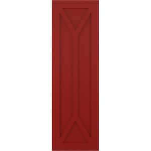 12 in. x 69 in. PVC True Fit San Carlos Mission Style Fixed Mount Flat Panel Shutters Pair in Fire Red