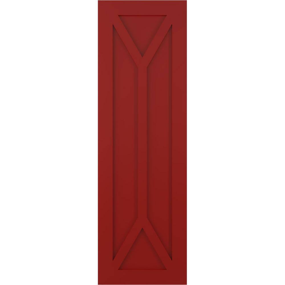 18 in. x 36 in. True Fit Flat Panel PVC San Carlos Mission Style Fixed Mount Shutters Pair in Fire Red price history on PriceWatchPro