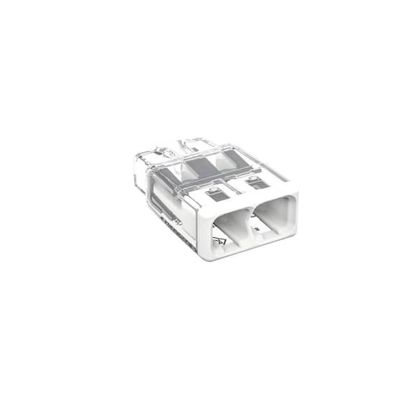Push Wire 2773-402 Connectors, 2-Port, Transparent Housing, White Cover (300-Piece Jar)