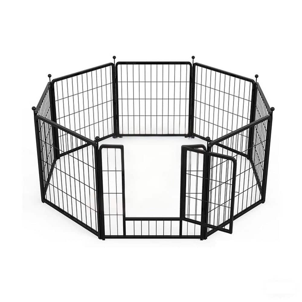 Dog Playpen, 24 in. H 8 Panels Fence Indoor Outdoor Heavy-Duty Metal Foldab