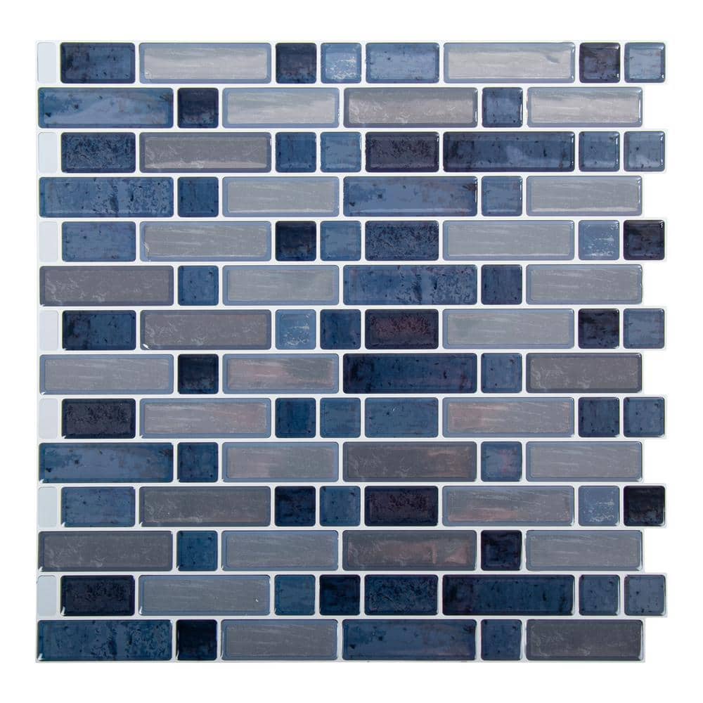 6-Pieces 10 in. x 10 in. Blue Truu Design Self-Adhesive Peel and Stick Acce
