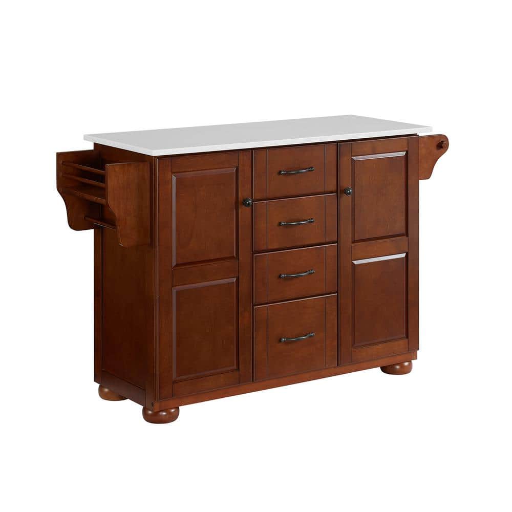 Eleanor Mahogany and White Granite Top Kitchen Island