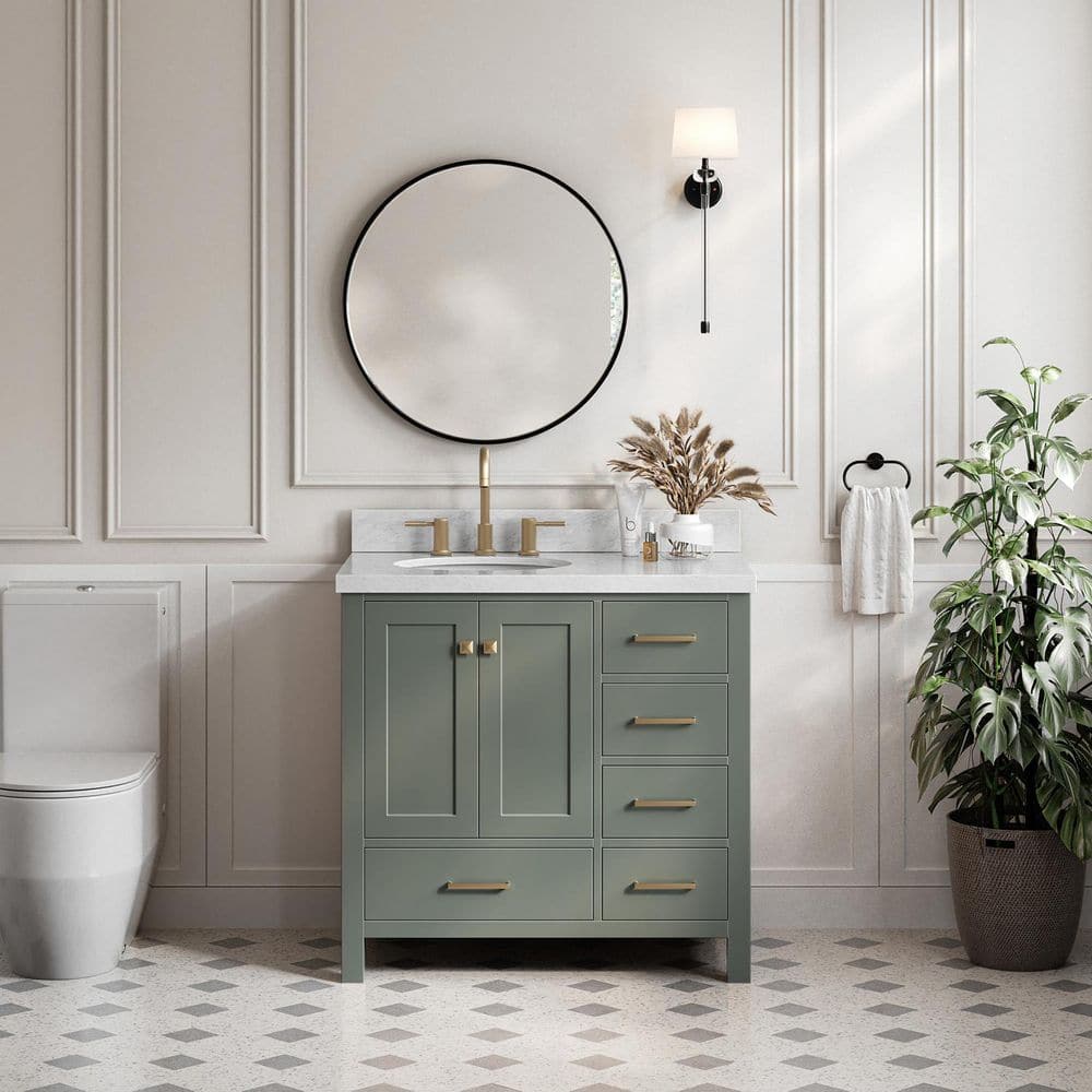 Cambridge 36 in. Single Sink Freestanding Bathroom Vanity in Vintage Sage Green with Carrara White Marble Top price history on PriceWatchPro