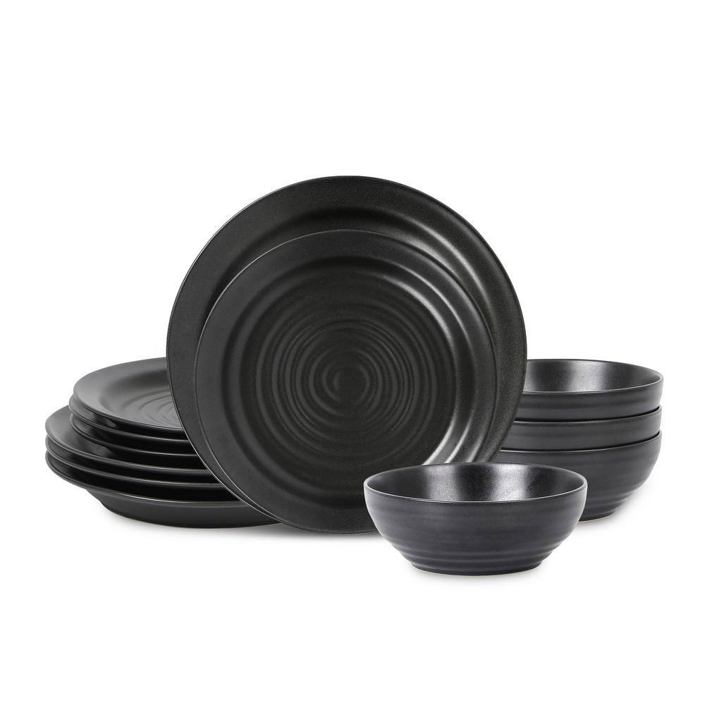 Orbit 12-Piece Charcoal Stoneware Dinnerware Set (Service for 4) price history on PriceWatchPro