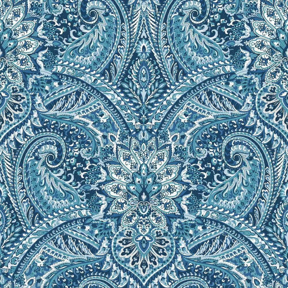 Blue and Gray Paisley Peel & Stick Wallpaper Roll