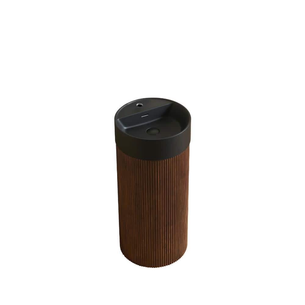 16 in. Freestanding Walnut Bath Vanity with Black Round Vessel Resin Top Assembled price history on PriceWatchPro
