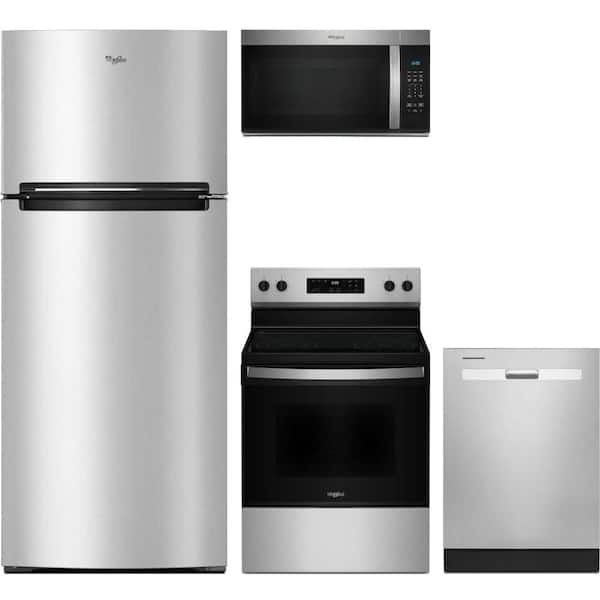 18 cu. ft. Counter Depth Refrigerator with 4 Burner Freestanding Electric Range and Dishwasher with Boost Cycle