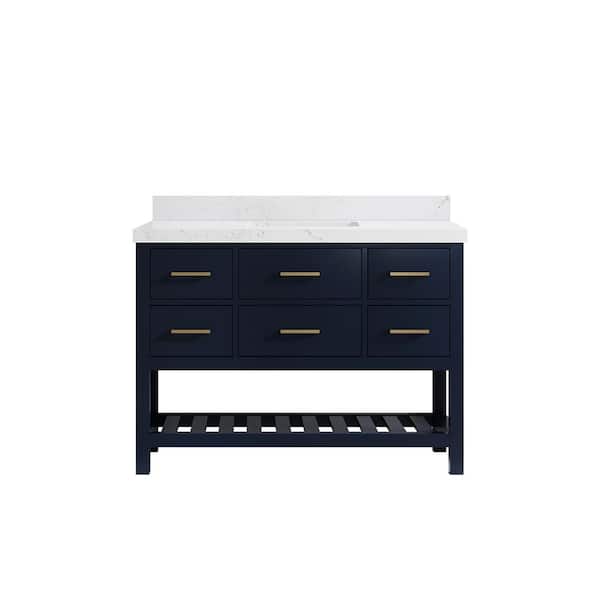 Willow Collections Parker 48 in. W x 22 in. D x 36 in. H Bath Vanity in Navy Blue with 2 in. Empira Quartz Top