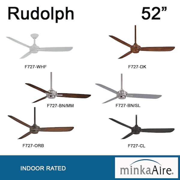 MINKA-AIRE Rudolph 52 in. Indoor Coal Ceiling Fan with Wall