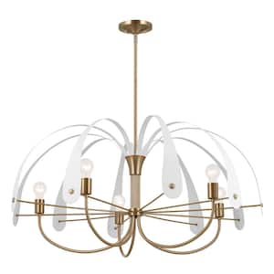Petal 42.5 in. 5-Light Champagne Bronze with Black or White Accent Modern Candle Circle Chandelier for Dining Room