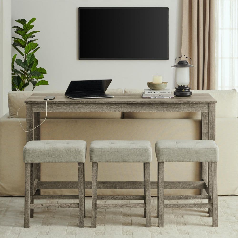 Reece 35.5 in. H Brown Rectangle Bar Table Set Seats 3 with Power Outlet price history on PriceWatchPro