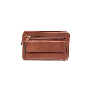 MANCINI Arizona Collection Cognac Leather Double Compartment