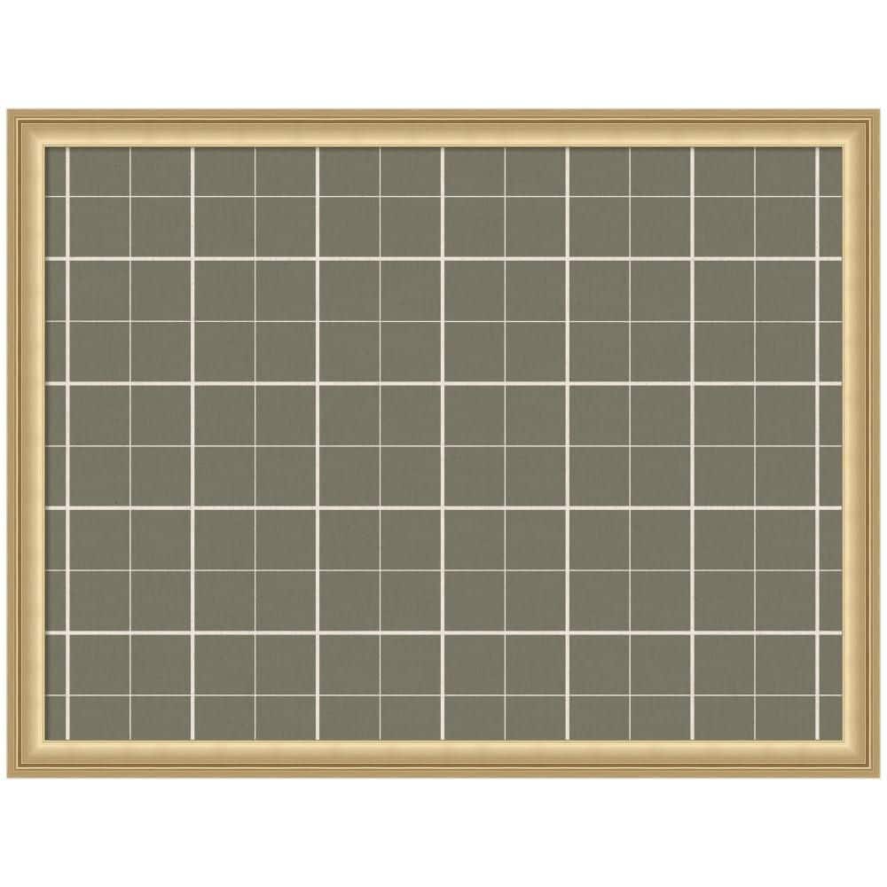 Florence 26 in. x 20 in. Gold Plastic Framed Sage Green Plaid Linen Fabric Memo Board price history on PriceWatchPro