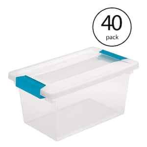 Medium Clip Box Clear Home Storage Tote Container with Lid (40 Pack)