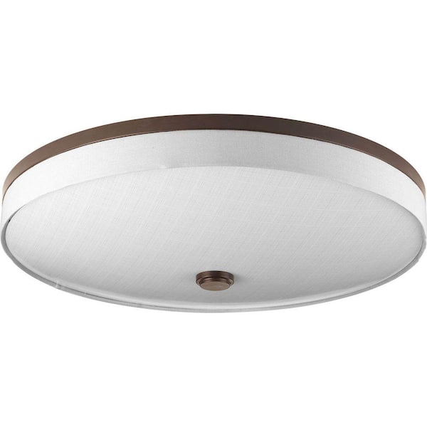 Progress Lighting 22 in. Weaver Collection 3-Light Antique Bronze Integrated LED Flush Mount