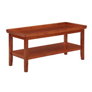 Ledgewood 42 in. Cherry 20 in. H Rectangle Wood Coffee Table with Shelf
