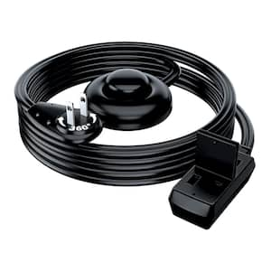 8 ft. 16/2 Light Duty Indoor Extension Cord 360° Rotating Flat Plug 2-Prong Footswitch with Cover, 13Amps, Black