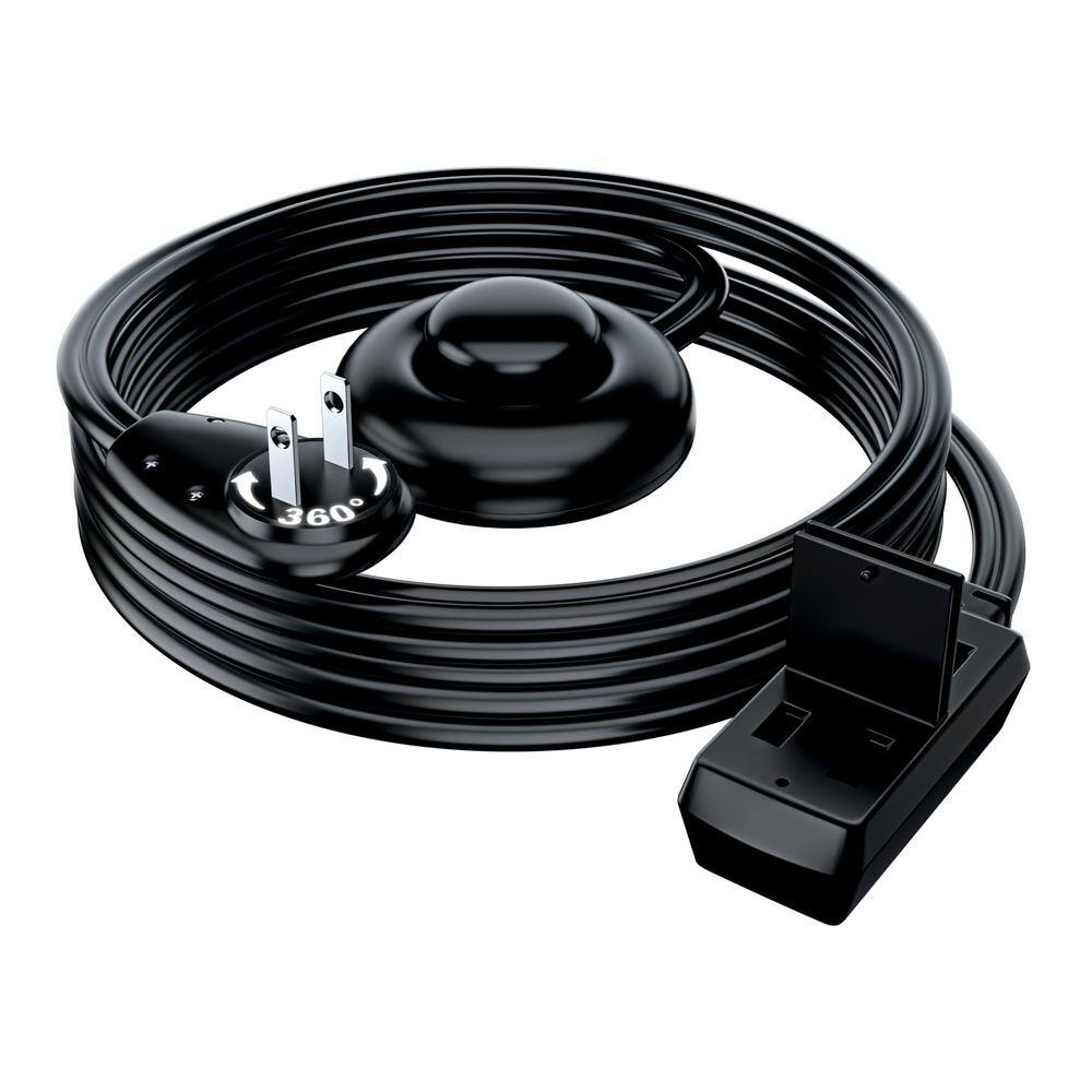 8 ft. 16/2 Light Duty Indoor Extension Cord 360° Rotating Flat Plug 2-Prong Footswitch with Cover, 13Amps, Black price history on PriceWatchPro