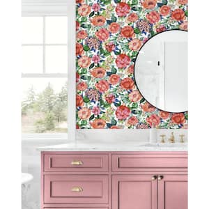 30.75 sq. ft. Spring Blossom Watercolor Floral Garden Vinyl Peel and Stick Wallpaper Roll