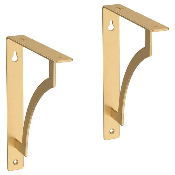 Liberty 8 in. Painted Brushed Brass Steel Classic Casual Decorative Shelf Bracket (2-Pack)