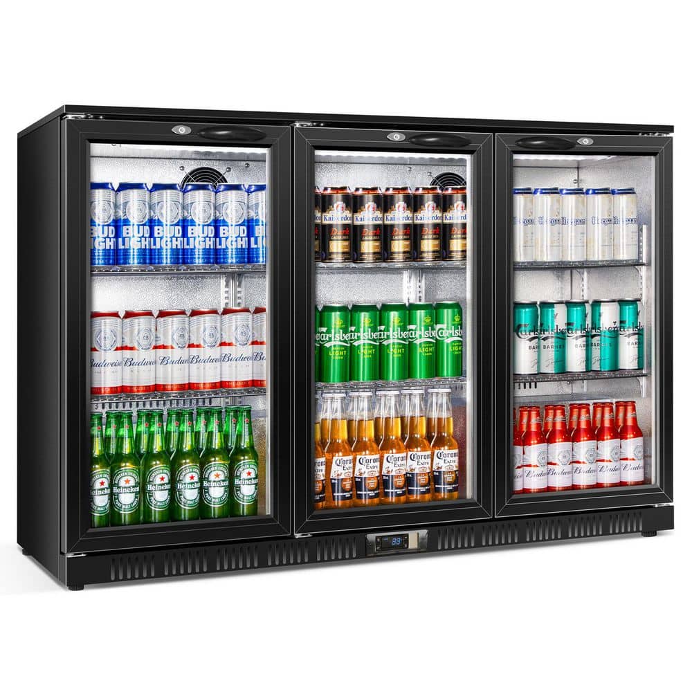Back Bar Cooler 53.15 in. 12 cu. ft. Commercial Counter Height Refrigerator with Auto-Defrost in Black