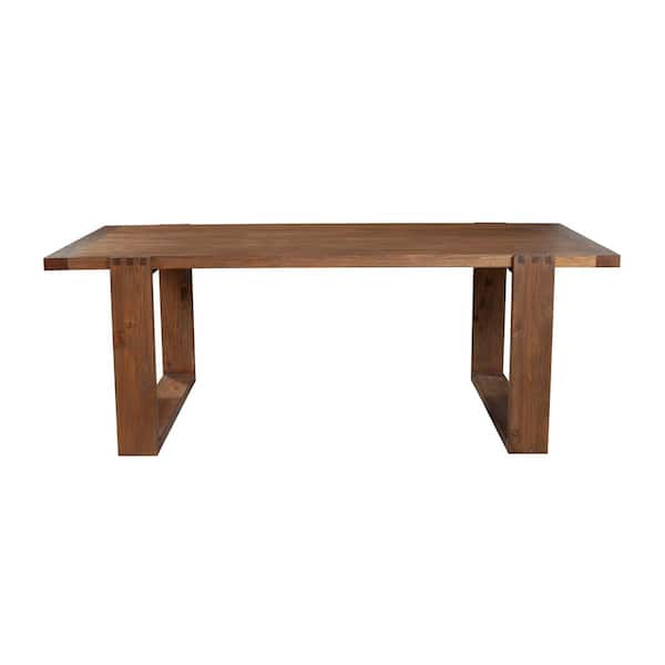 Alpine Furniture Ayala Antique Cappuccino Wood 84 in. Sled Dining Table Seats 6