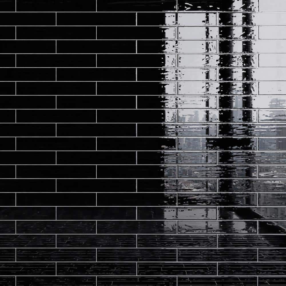 Nova Black 1.97 in. x 11.81 in. Polished Ceramic Subway Tile Sample price history on PriceWatchPro