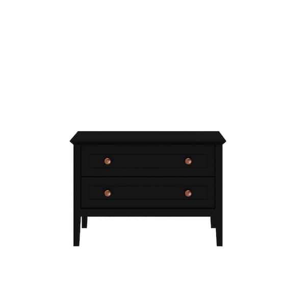 Manhattan Comfort Crown 2-Drawer Black Bachelor Dresser (24.9 in. H x 38.97 in. W x 20.59 in. D)